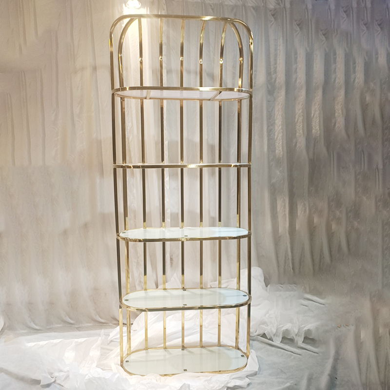 WENDING Gold Capsule 4-Tier Wedding Wine & Champagne Display Rack – Luxury Event Shelf