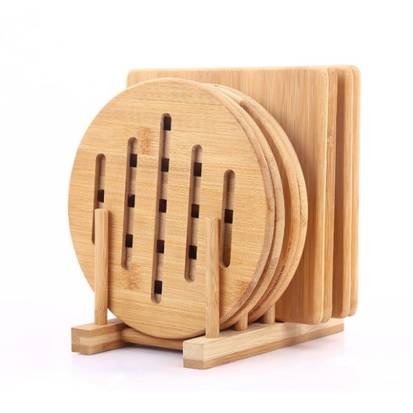 Kitchen Natural Bamboo Trivet Wood Hot Pads Heat Resistant