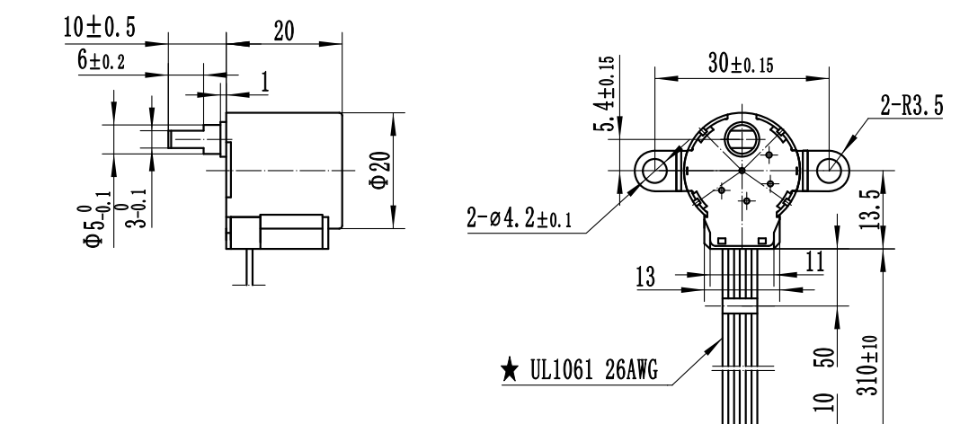 Moteur pas-à-pas de réduction de 20 mm 7,5 degrés CC 5v 20BYJ46 Moteur pas-à-pas à aimant permanent