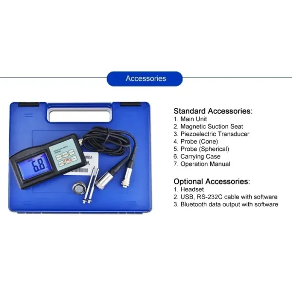 VM-6360 Digital Vibration Meter with ISO 2954 Compliance RS-232 and Bluetooth Data Output for Precise Vibration Analysis