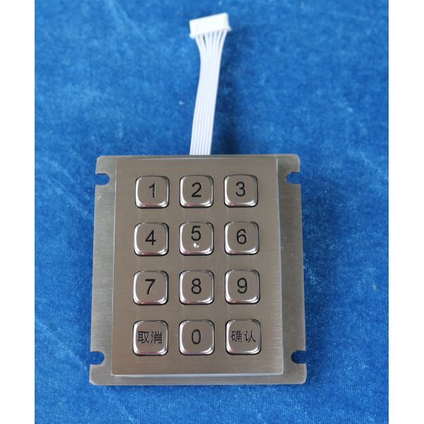 El telclado numérico IP67 del soporte del panel de la matriz del cajero automático del banco valoró el acero inoxidable del metal de 12 llaves