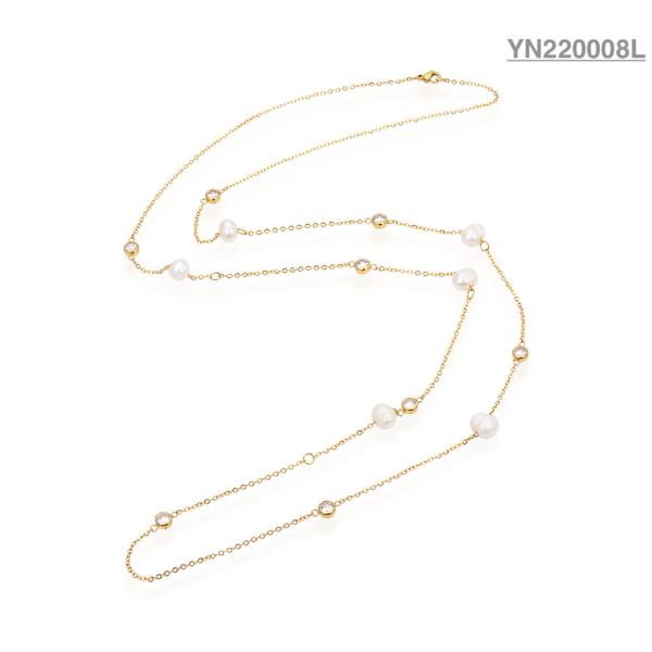 Stacking Pearl Rhinestone Necklace