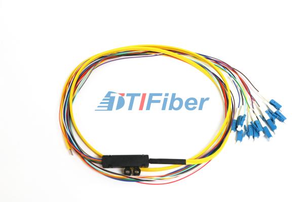 LC  Single Mode Pigtail Optical Fiber With 12 Core Ribbon Fiber Cable