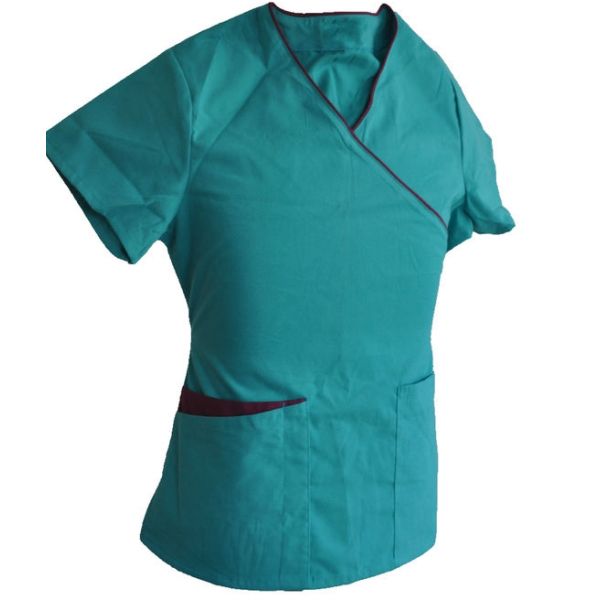Ladies Work Medical Scrub Suit / Contrast Piping Nursing Scrubs Uniforms