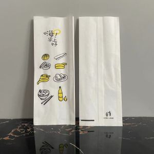 Custom Printed Satchel Paper Bag Durable Bread Paper Packaging Food Grade