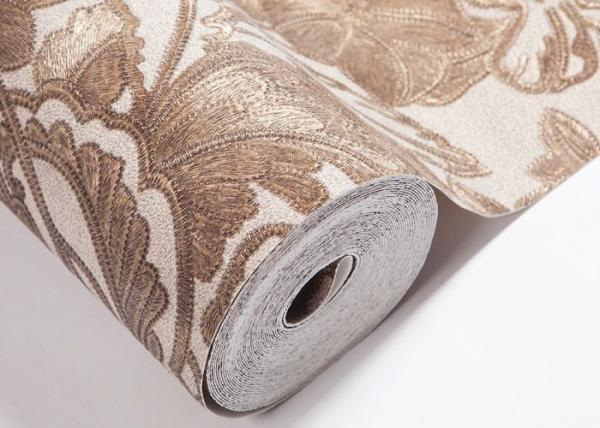 Classic Style Embossed Washable Vinyl Wallpaper with Chocolate color , CE ISO Compliant