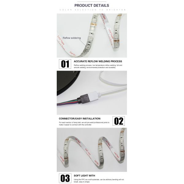 IP67 15W RGB LED Strip Motion Sensor Led Strip Lights For Kitchen