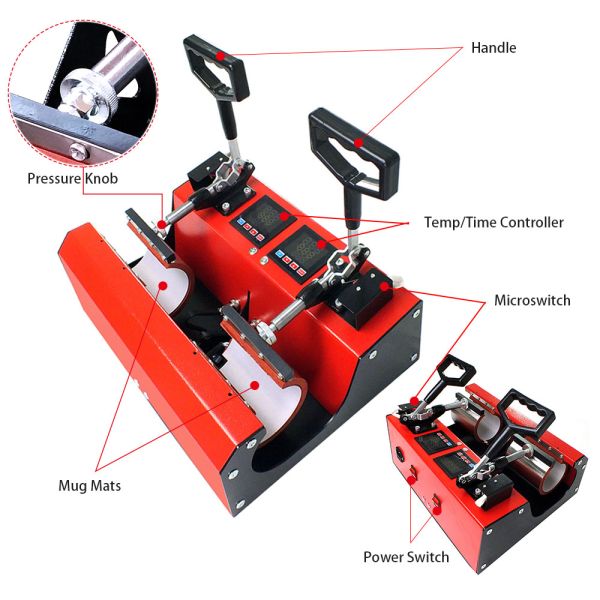 11oz 7.5-9.5 Double Station Automatic Electric Tumbler Heat Press Machine Mug Transfer Printing Equipment