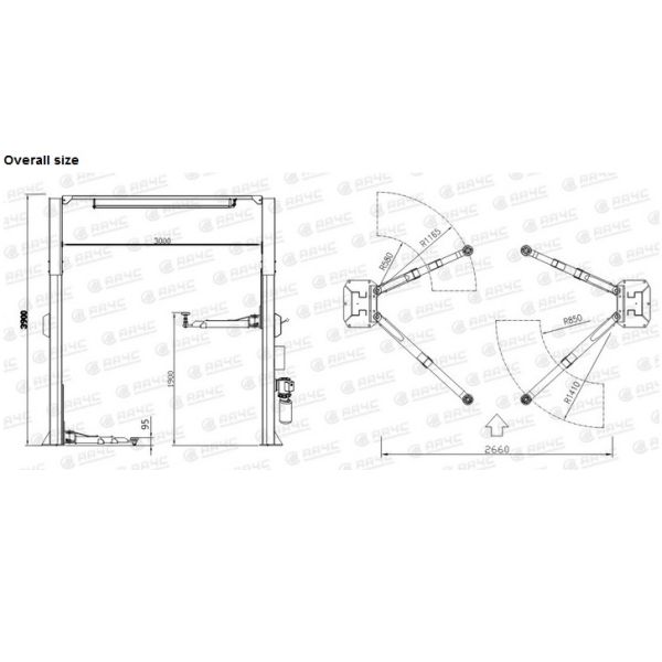 Double S Heavy Duty Portable 2 Post Car Hoist For Home Garage 1900mm