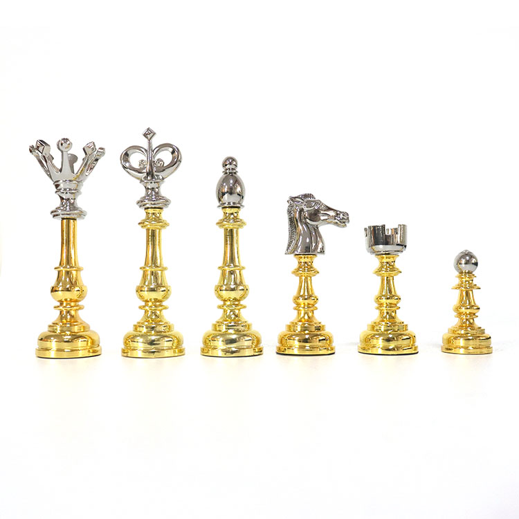 Custom Luxury Gold Silver Gradient Metal Chess Set with Custom Size and Customized Logo in Zinc-Alloy Material