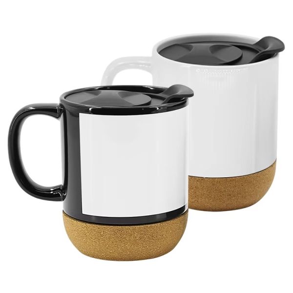 Glossy Matte White Blank Sublimation Wood Base Ceramic Coffee Mug Sublimated Mugs Blanks With Lid