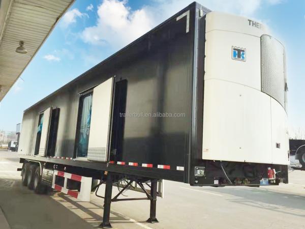 Stainless Steel 45ft 3 Axle Frozen Meat Refrigerated Trailer with Thermoking Carrier Units