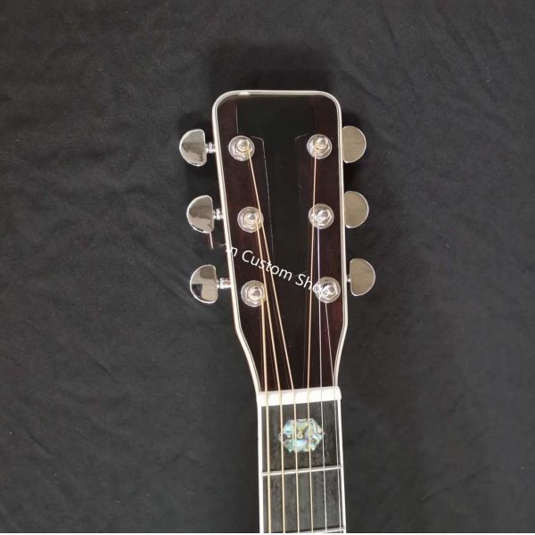 Custom AAAA All Solid Wood Round D Type Body Vintage Acoustic Dreadnought Guitar in Yellow