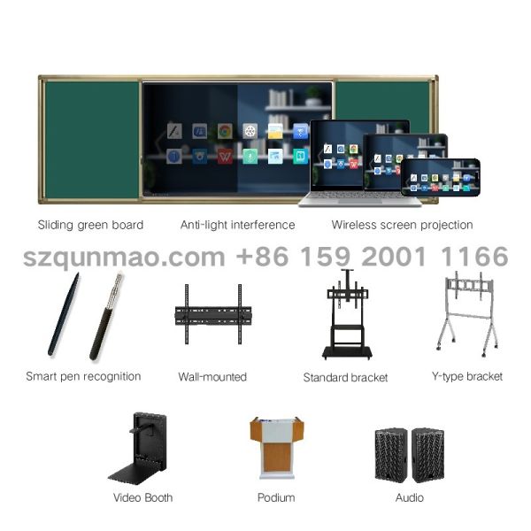 Qtenboard Interactive Whiteboard with AI Function Android 14.0 Windows Dual System and Built-in DMS Platform for Education