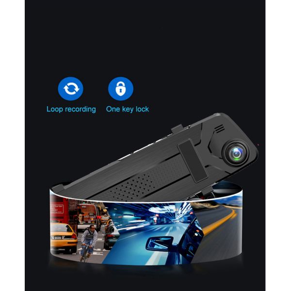 Автомобильный видеорегистратор Blackbox DVR HD 1080P с автомобильным зеркалом, установленный на приборной панели, с двойным объективом