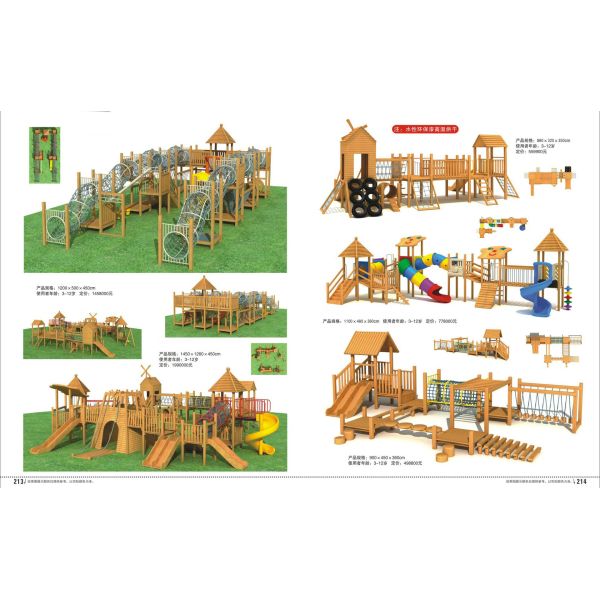 Customized Colorful Wooden Outdoor Climbing Structure 880*350*400CM