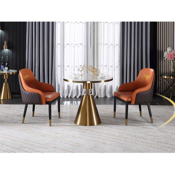 Synthetic Leather Optional Dining Room Chair with Durable Solid Wood Leg and Stainless Steel Frame Nordic Luxury Design