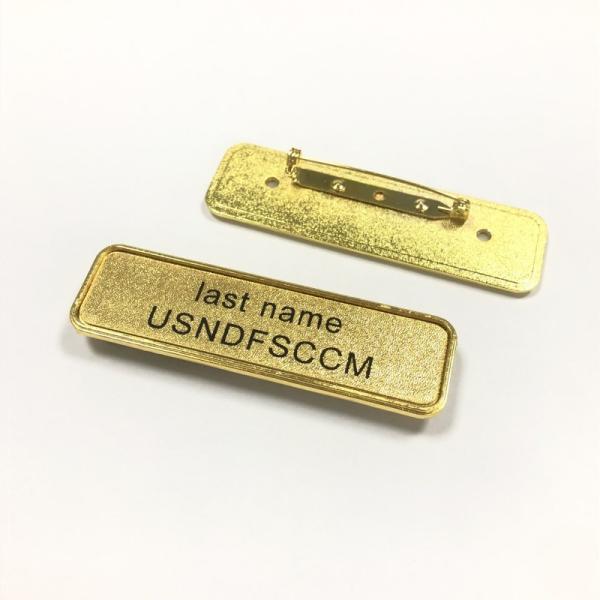 wholesale gold plated labels engrave concave custom embossed brand name logo tags metal name tag with magnet