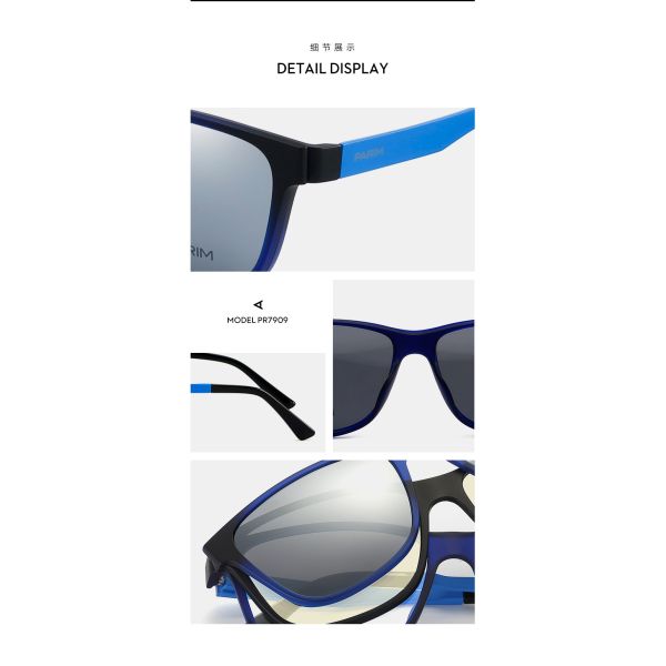 Clip azul rojo unisex en las mujeres de los hombres de los marcos ópticos de los vidrios oscuros de moda