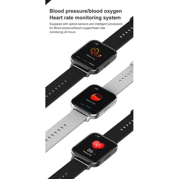 Черный белый спорта кислорода DTX кровяного давления цифровых часов людей тарифа сердца силикона и металла дозор умного новый умный