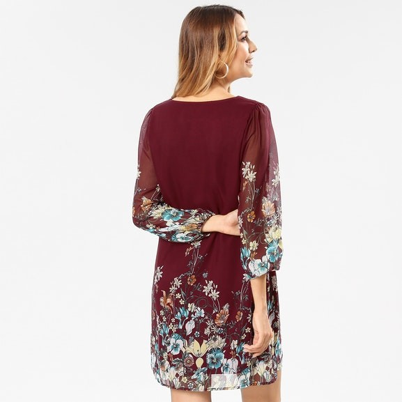 Newest Design Women Mini Chiffon Dress with 3/4 Sleeves