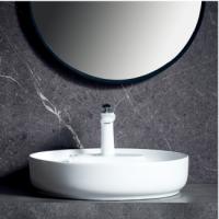 Ceramic Basin Durable Easy-Clean Surface Home Hotel Bathroom Use Oval Shape Counter Sink