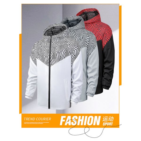Waterproof Windproof Men's Coat Trendy Thin Anorak Regular Sleeve Style 100% Polyester
