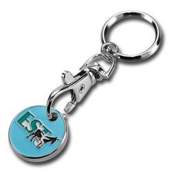 Customized Trolley Coin Keychain Holder Personalized Printing Round Domed Sticker