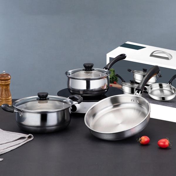 Cheap Price Cookware Set Induction Silver Pot Set Stainless Steel Cookware Set 5pcs Cooking Pot And Pans
