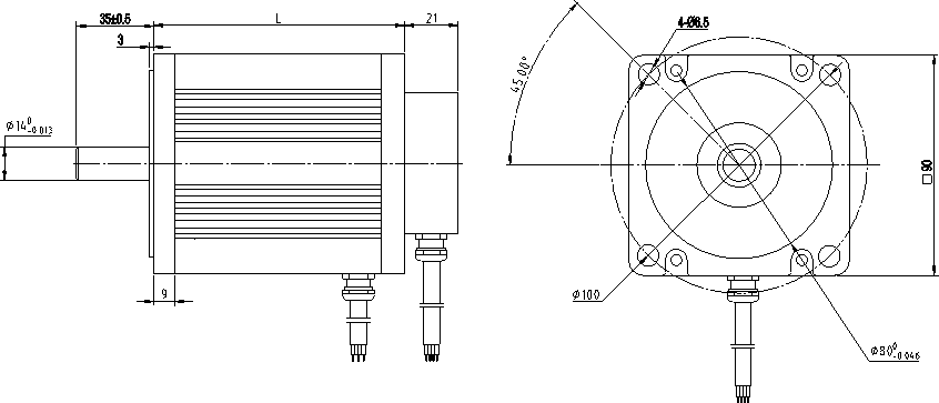 48VDC 3000 RPM Max Radial Force 220N Brushless E Motor