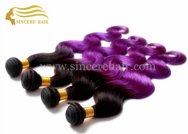 55 CM Body Wave Ombre Purple Hair Extensions Machine Weft for sale - 22 Body Wave Ombre Hair Weft Extension for Sale