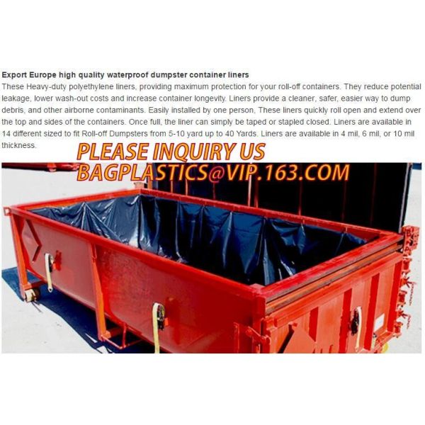 Waste Disposal Dumpster, Open Top Roll Off Drawstring Container Liners, Dumpster Liners, Facility Liners