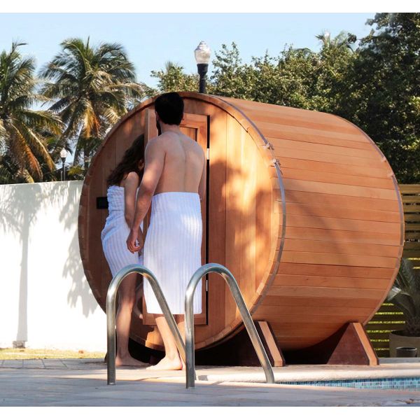 Canadian Pine Wood Outdoor Barrel Traditional Steam Sauna Room 6000W
