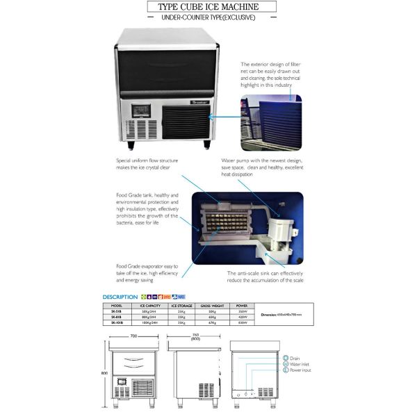 SS 304 785mm 350W Catering Undercounter Fridge