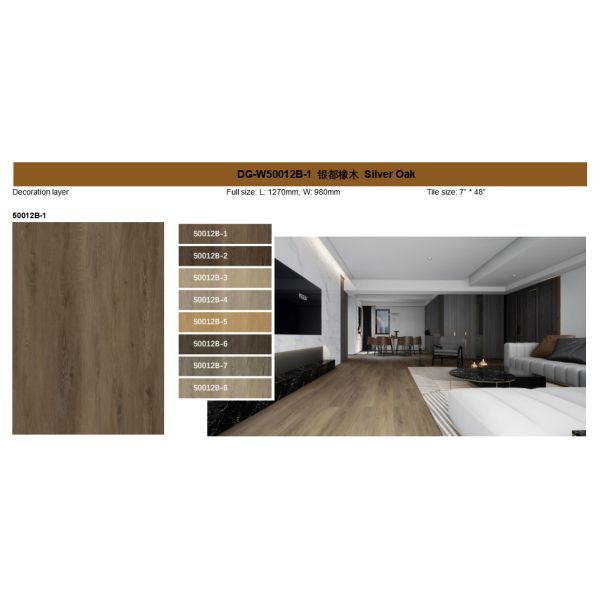 Дуб GKBM DG-W50012B противобактериологической термоизоляции комнаты прожития настила 4mm SPC Recyclable серебряный