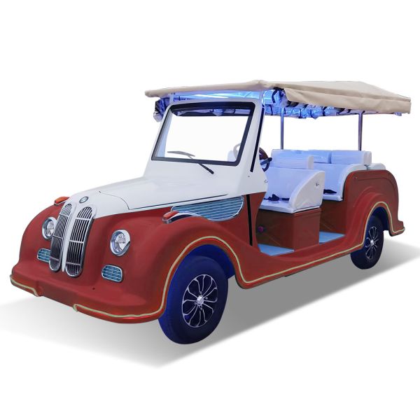 Серый классический автомобиль 8 мест Электрический туристический автомобиль Сюжетный автобус Три ряда мест