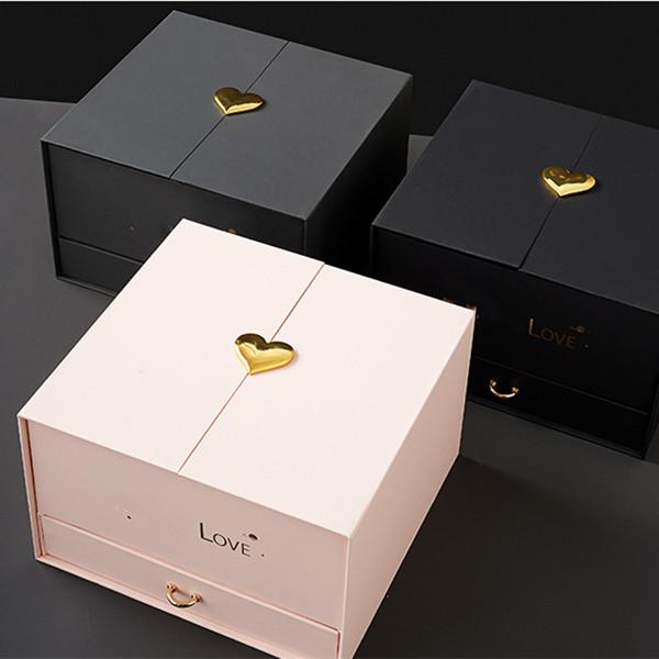 Fin boîte cadeau de bijoux ronde personnalisée avec portes doubles et traitement d'impression de vernis