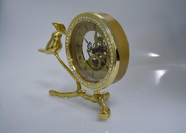 Table Stainless Steel Skeleton Clock Vintage Design With Brass Support