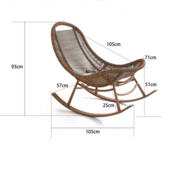 Relax in Comfort Modern Patio Wicker Rattan Rocking Chair with Aluminum Lazy Lounge