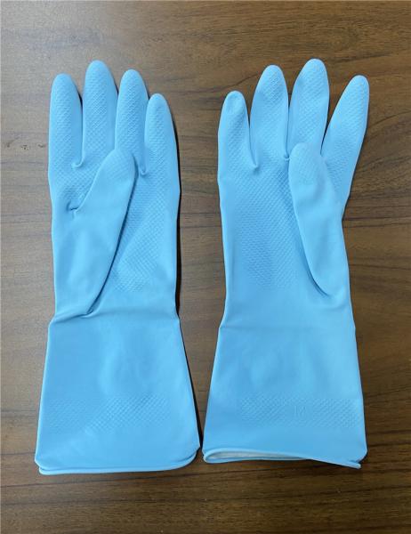Luvas de limpeza do banheiro de borracha azul de M 65g elásticas
