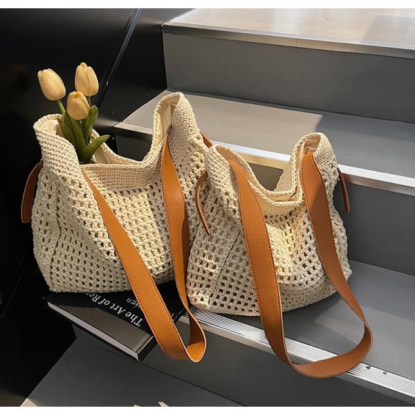Straw Beach Tote Bag Large Summer Handmade Woven Tote Bag For Women Boho Woven Bags For Summer Vacations Pool Holiday Travel Women Small Straw Bags Summer Beach Tote Bag Handmade Woven Hobo Purse