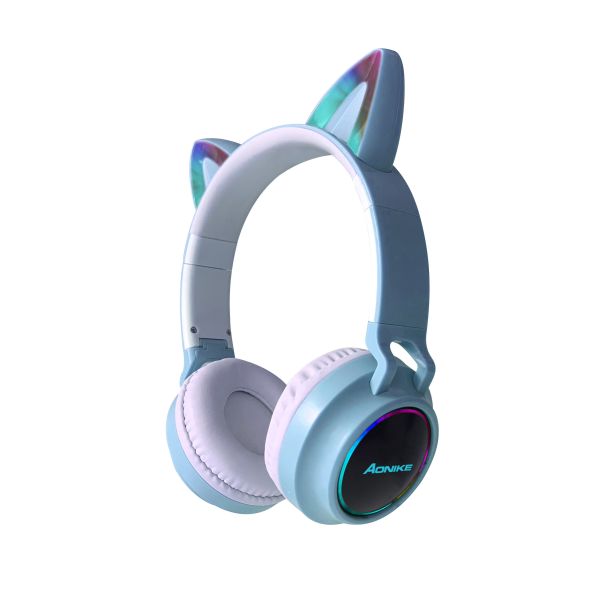 Flash Light Cute Cat Ears Wireless Bluetooth Headphones Kid Girls Stereo Headset With Mic