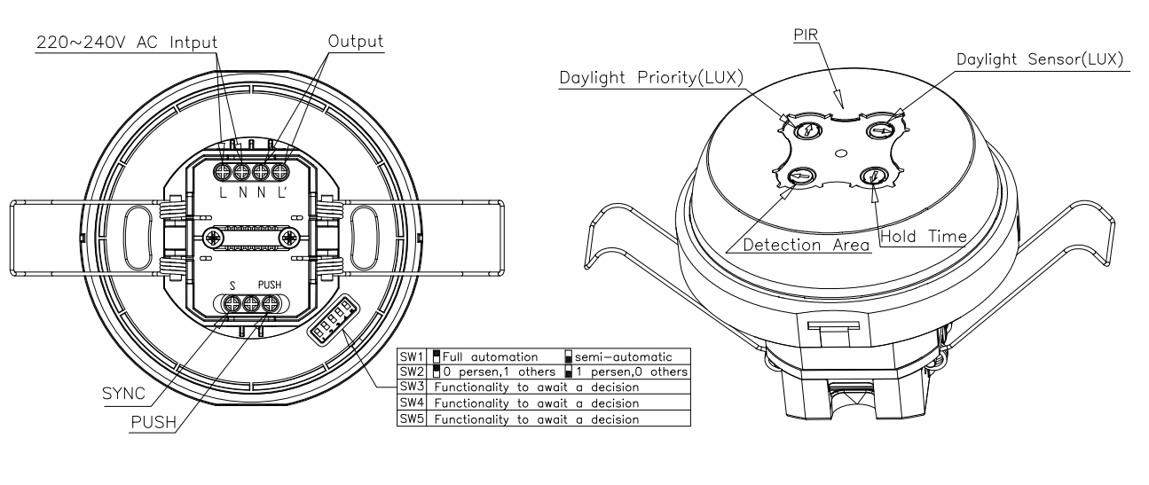 30m diameter detection coverage Standalone PIR presence detectors with 6m mounting height
