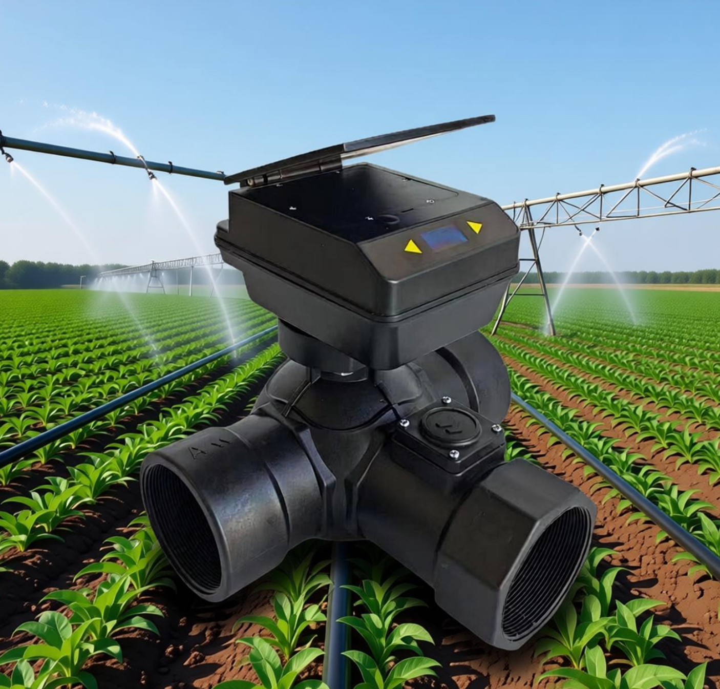 4G Intelligent Solar Powered 3-Way PVC Ball Valve, T-Port Wireless Smart Irrigation Valve for Automated Water Diversion