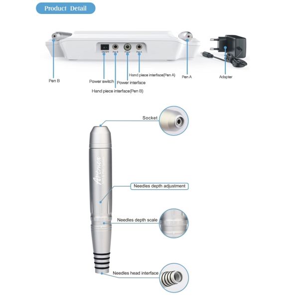 ABS Aluminium Artmex V8 Microneedling Derma Pen PMU and MTS Function Tattoo Machine Kit