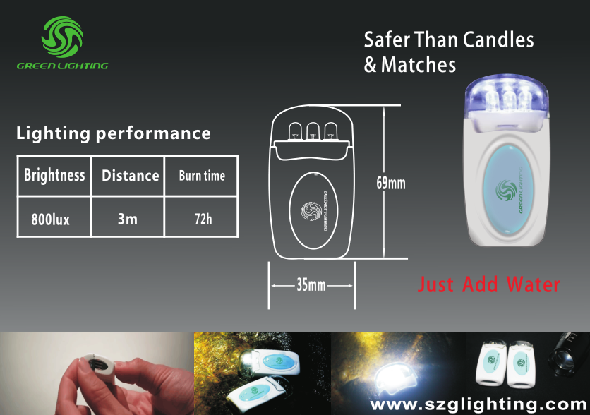 Water-activated light with new energy for emergncy lighting