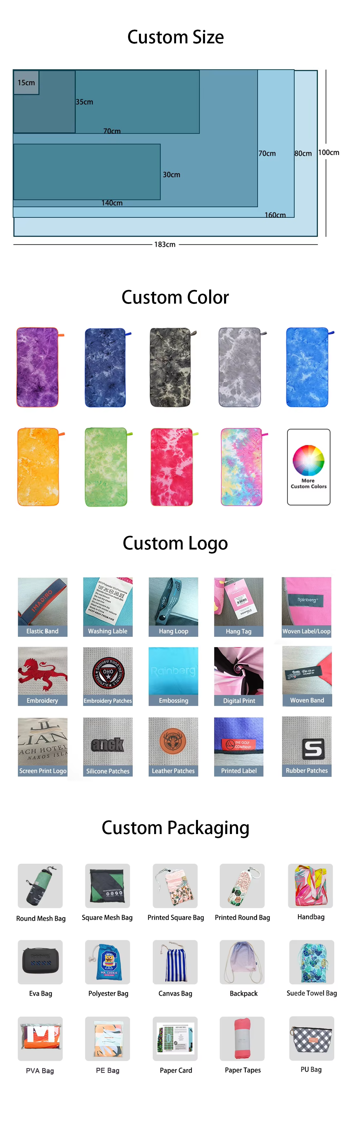 Customized Absorb Water Soft Quick Drying Microfiber Double Dyeing Microfiber Sports Towel for Adult 80x160cm
