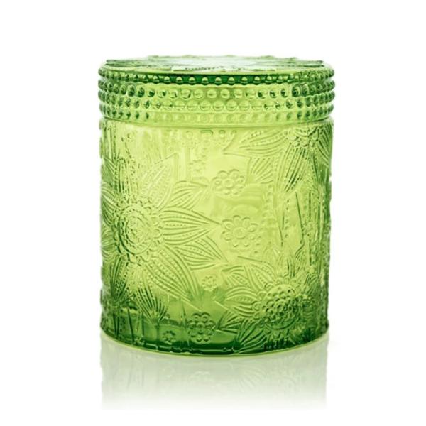 Carved Colored Glass Jar Tea Light Candles / Perfume Scented Candles WXC190910