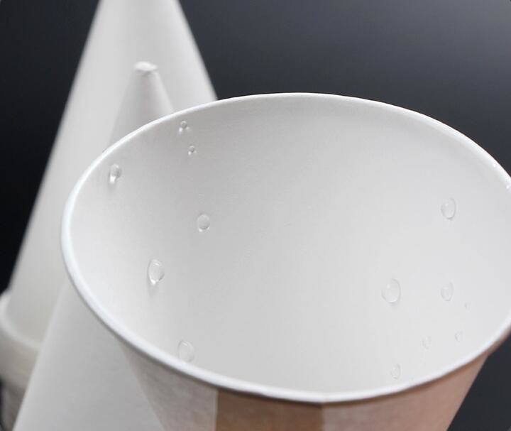 Paper Cone Cup PE Film White 120 GSM Disposable Paper Cup for Airport Hotel Super Market
