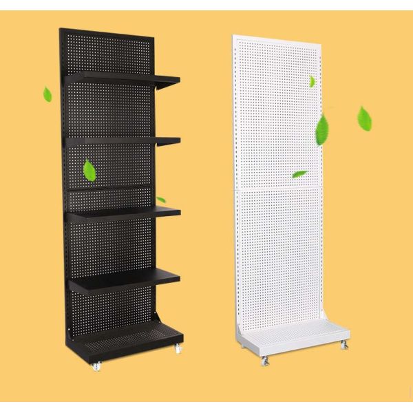 Eco-friendly Metal Pegboard Display Rack with End Cap Hole Mesh Panel and Baskets